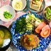 夏の夕食　冷ややっこ 和風おろしハンバーグ ショウガのキュウリもみ