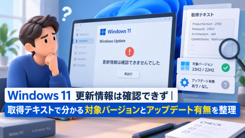 Windows 11更新情報は確認できず｜取得テキストで分かる対象バージョンとアップデート有無を整理
