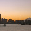 みなとみらいの夜景と富士山と飛鳥