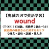 woundの意味【鬼滅の刃の英語】炭治郎の珠世さんに対するセリフで例文、injuryとの違い、語源、覚え方（TOEIC初級・英検準２級レベル）【マンガで英語学習】