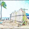 色んな風景～ワイキキビーチ・色鉛筆画風～