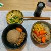 納豆卵かけごはん。鍋に具材追加。