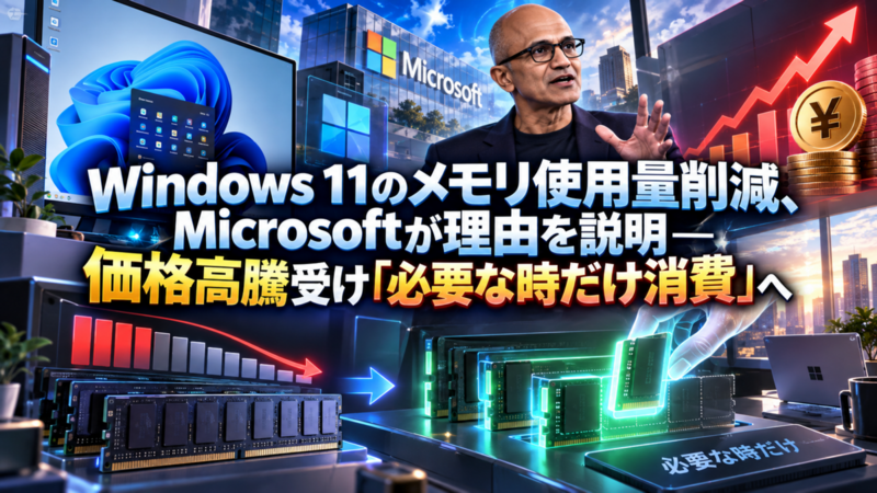 Windows 11のメモリ使用量削減、Microsoftが理由を説明―価格高騰受け「必要な時だけ消費」へ