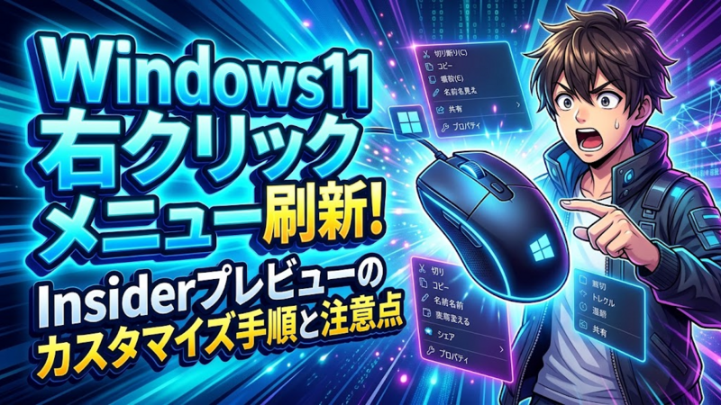 Windows11右クリックメニュー刷新！Insiderプレビューのカスタマイズ手順と注意点