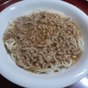 【ひき肉あんかけ稲庭うどん】　即興で稲庭うどんにあんをかけてみました