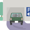 駐車場で駐車の練習