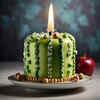 リンゴの誕生日ケーキ　無料　フリー画像（AI画像生成）
