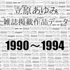 コミックマーケット89に、新刊「立原あゆみ雑誌掲載作品データ1990〜1994」で参加します