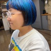 夏っぽいヘアカラーデザイン【バイカラー】スカイブルー×オレンジブラウン