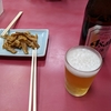 山岡家　メンマと餃子とビール　(^▽^)/