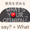 英会話　定型フレーズ#7「What do you say? = What do you think?」