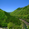 新緑の阿哲峡を通過する、臨時「サンライズ出雲」を撮る！