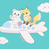 飛行機に乗った動物、無料ダウンロード中（イラストAC)