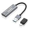LANMU HDMI キャプチャーボードType-C USB3.0ビデオキャプチャー type-c変換アダプタ Type-C ゲームキャプチャー USB3.0 ビデオキャプチャカード1080P 60Hz 4K ゲーム実況生配信、画面共有、録画、ライブ会議に適用 小型軽量 Nintendo Switch、Xbox One、OBS Studio対応 電源不要