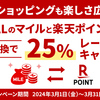 楽天ポイント → JALマイル 25％レートアップキャンペーン