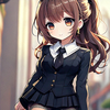 茶色い髪の制服を着た女の子