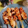bite-size marinated pieces of chicken on skewers