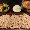 石臼挽自家製手打ち蕎麦 松月（青井）辛肉つけ汁そば＋もりそば＋鴨皮ポン酢＋豆餅天 他