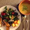 ✴︎ギーとフェンネルとルタバガとオレンジ皮とスパイスのスープ（覚書き）、タスカンケールとトマトとレモン皮その他のサラダ