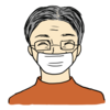 マスクをつけた笑顔のマダム 福祉のイラスト