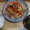  「木綿豆腐を使った料理と汁物。お題「昨日食べたもの」」