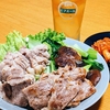 今日のお昼ご飯：藤野嘉子さんのレシピ 焼酎マリネ豚とビアボール