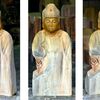 チェンソーで阿弥陀如来胸像彫刻