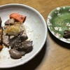 レバーの生焼けをチンしたら、ビックリ！すごく縮まった。肺に穴があることを納得。