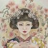 『着物姿の乙女たち』より「淡梅」お正月のイメージで塗ってみた