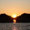 パンダに会いに行こう！　春分の日の円月島の夕日