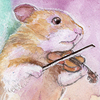 水彩画「Hamsters 011 - Violinist」