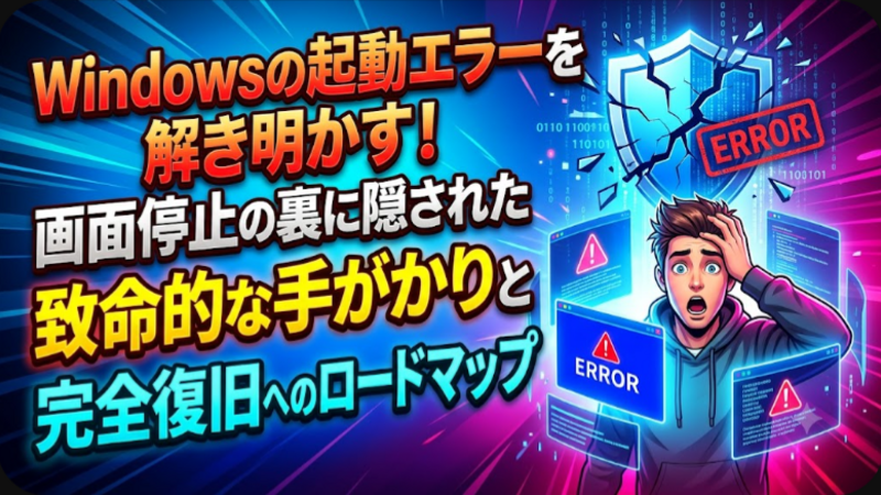 Windowsの起動エラーを解き明かす！画面停止の裏に隠された致命的な手がかりと完全復旧へのロードマップ