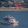 　海辺の風景・大鳥居とフェリー