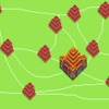 ドット絵の曲線ツールで適当に描いた地図の交点に最初期の城もどきを置いてみた