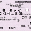 本日の使用切符：小田急電鉄 伊勢原駅発行 はこね29号 海老名→小田原 特別急行券