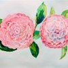 日々絵「庭の椿　Camellias in the garden」09.03.21