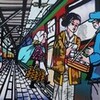 布切り絵「駅のホーム」仕上がりました。