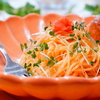 明太子パスタ＆きのことエビのサラダ