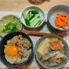 納豆玉子かけごはん。野菜味噌汁５日目。