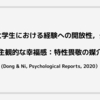 中国人大学生における経験への開放性，外向性，および主観的な幸福感：特性畏敬の媒介的役割（Dong & Ni, Psychological Reports, 2020）