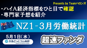 ハイA経済指標をひと目で確認「ＮＺ１-３月労働統計」2024年５月１日発表-超速ファンダ