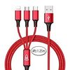 Yophets Micro usb ケーブル アンコーラ ライトニングケーブル USB Type-Cケーブル ライトニング 3in1 充電ケーブル 急速充電 マイクロusbケーブル 3A負荷可能 高耐久 編組ナイロンケーブル iOS / Android 同時給電可能 iPhone8 8plus 7 7 plus / 6 6s plus / iPad / Macbook 1本3役 多機種対応 1.25M (レッド)