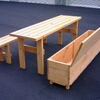 テーブル、収納ＢＯＸ付きベンチ、背無しベンチの３点セット