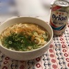 玉子うどんとオリオンビール