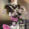 女性の帽子と愛のカード