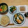 野菜味噌汁２日目。ピーマン鶏肉詰め。五目厚揚げ。