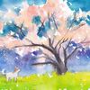 水彩画　桜