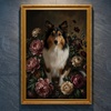 シェットランドシープドッグの花の油絵風アート額装プリントができました！