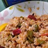 チキンスープでピーマンのパエリア