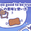 1分で覚える「too good to be true」の意味と使い方